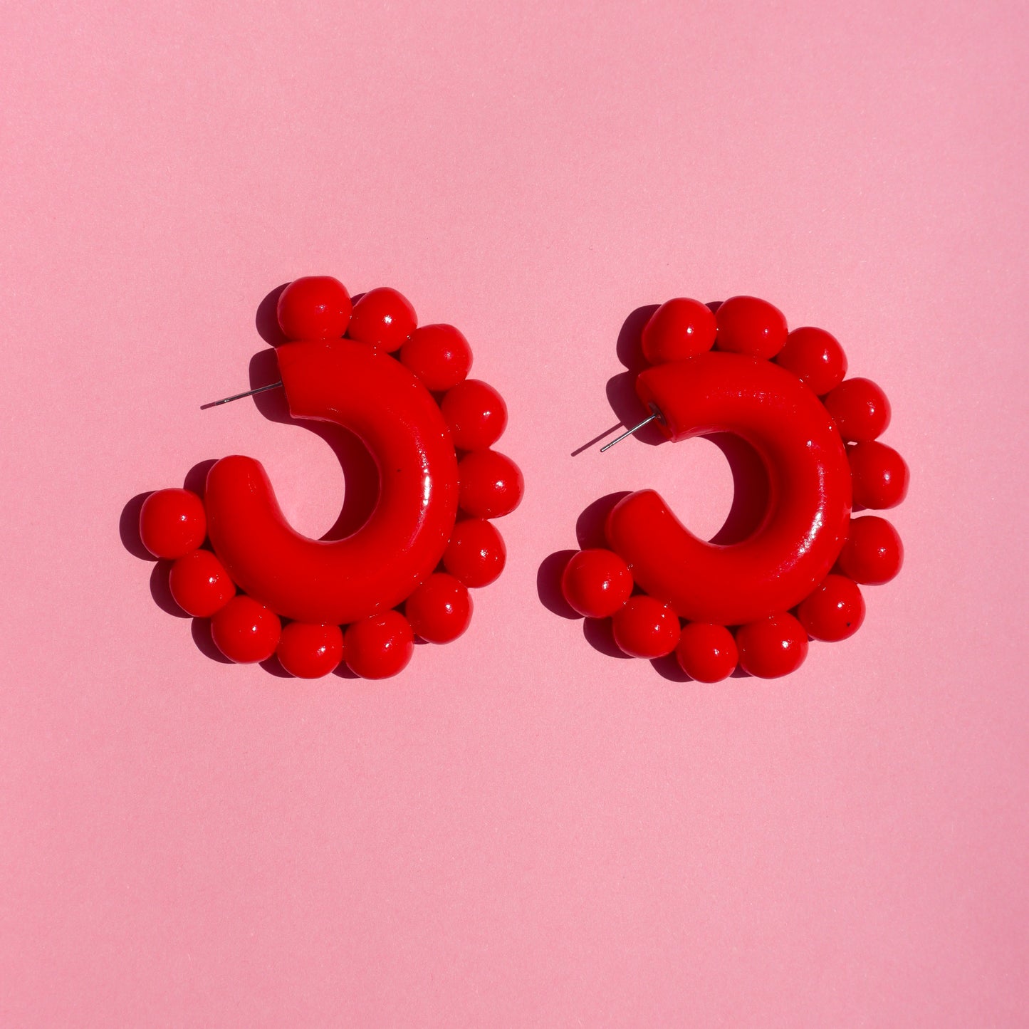 Rouge Bloom Handmade clay Hoop Earring