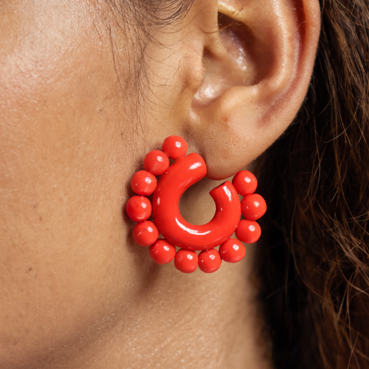 Rouge Bloom Handmade clay Hoop Earring