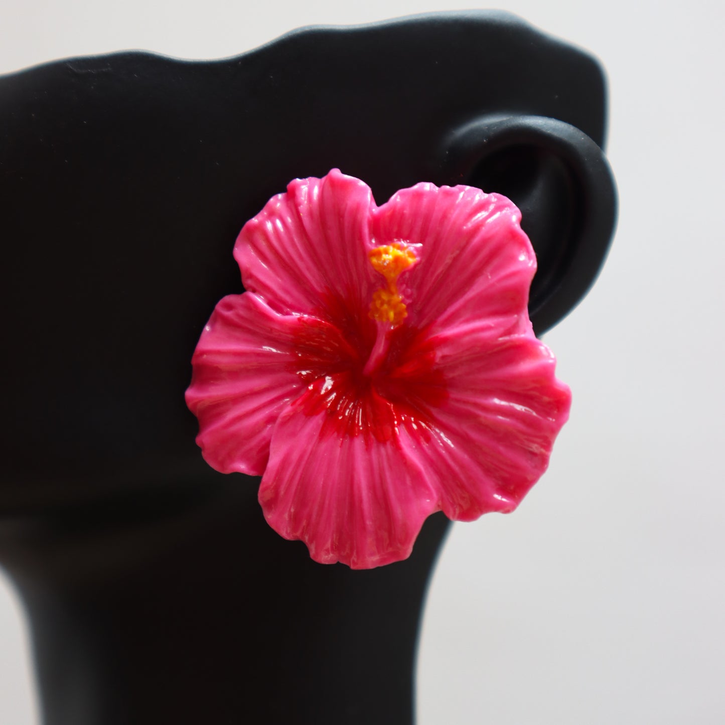 Handmade Pink Hibiscus Heat Statement Studs