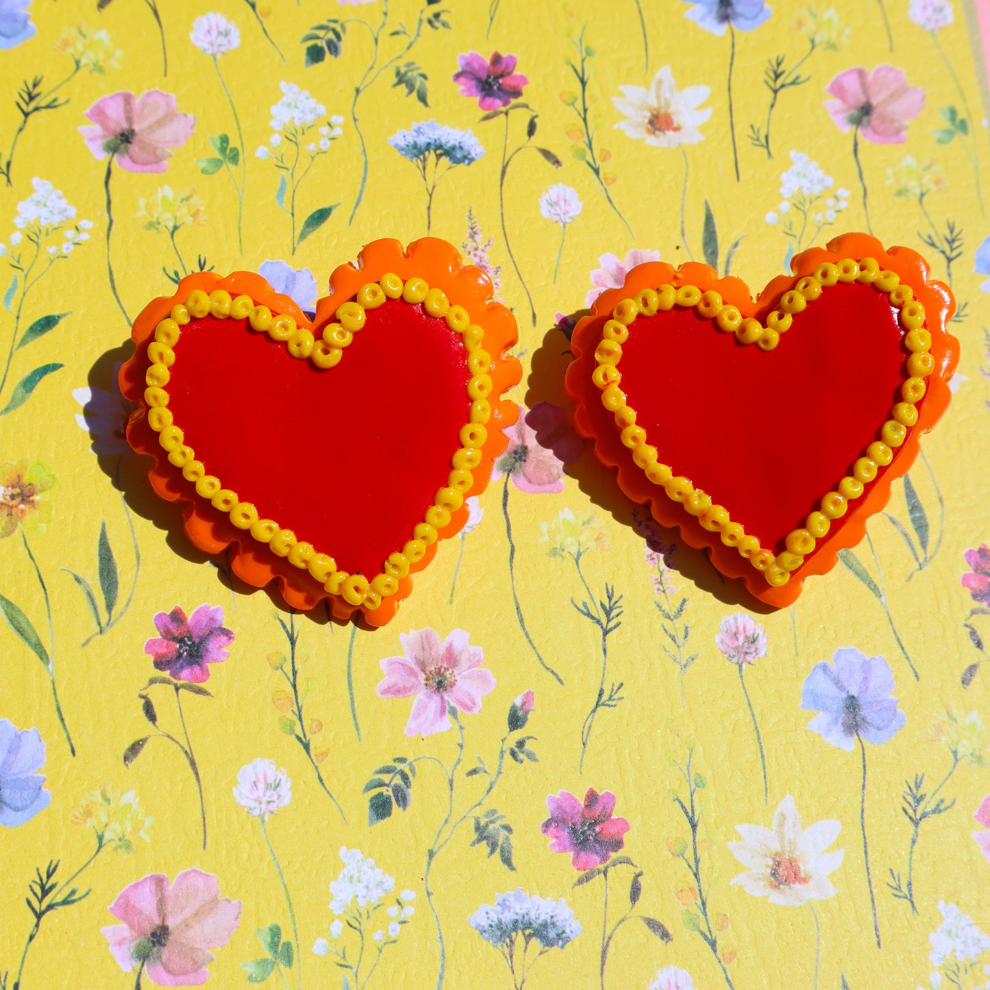 Handmade Loveburst Heart Studs Statement hypo-allergenic earrings