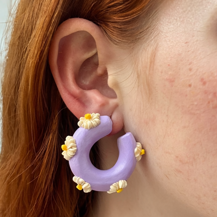 Daisy Dreams Handmade Clay Hoop Earring