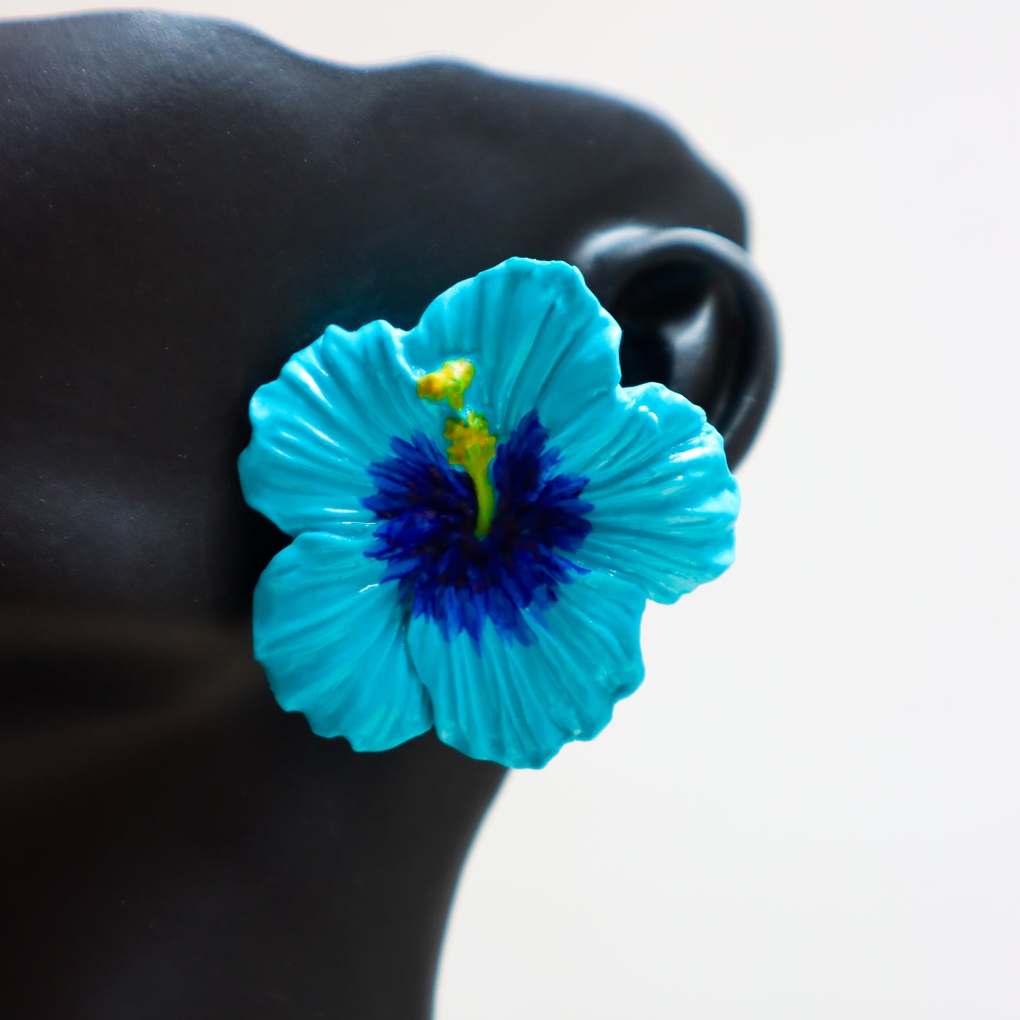 Handmade Blue Hibiscus Heat Statement Studs