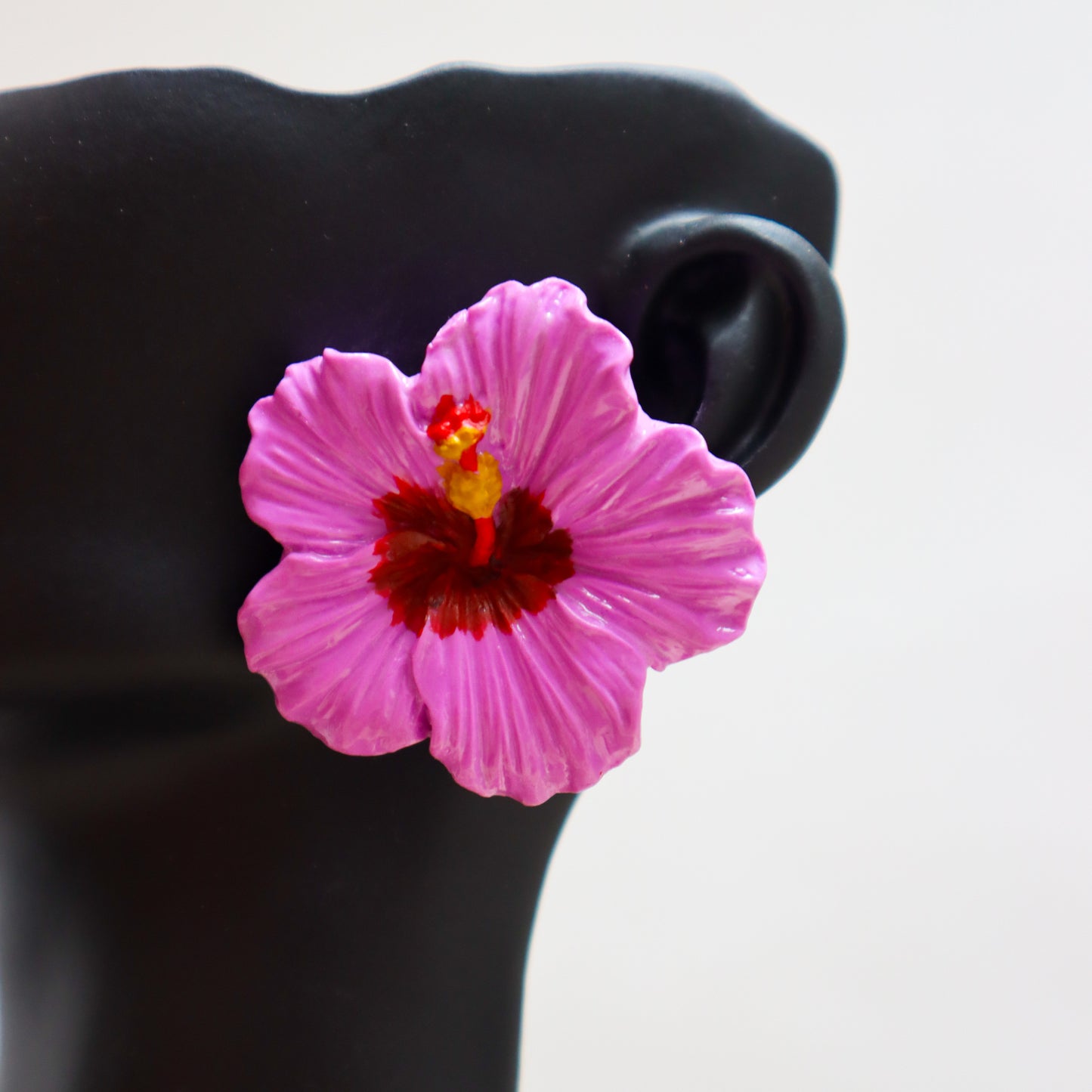 Handmade Violet Hibiscus Heat Statement Studs