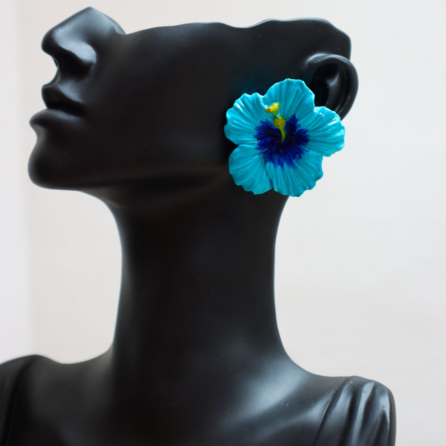 Handmade Blue Hibiscus Heat Statement Studs