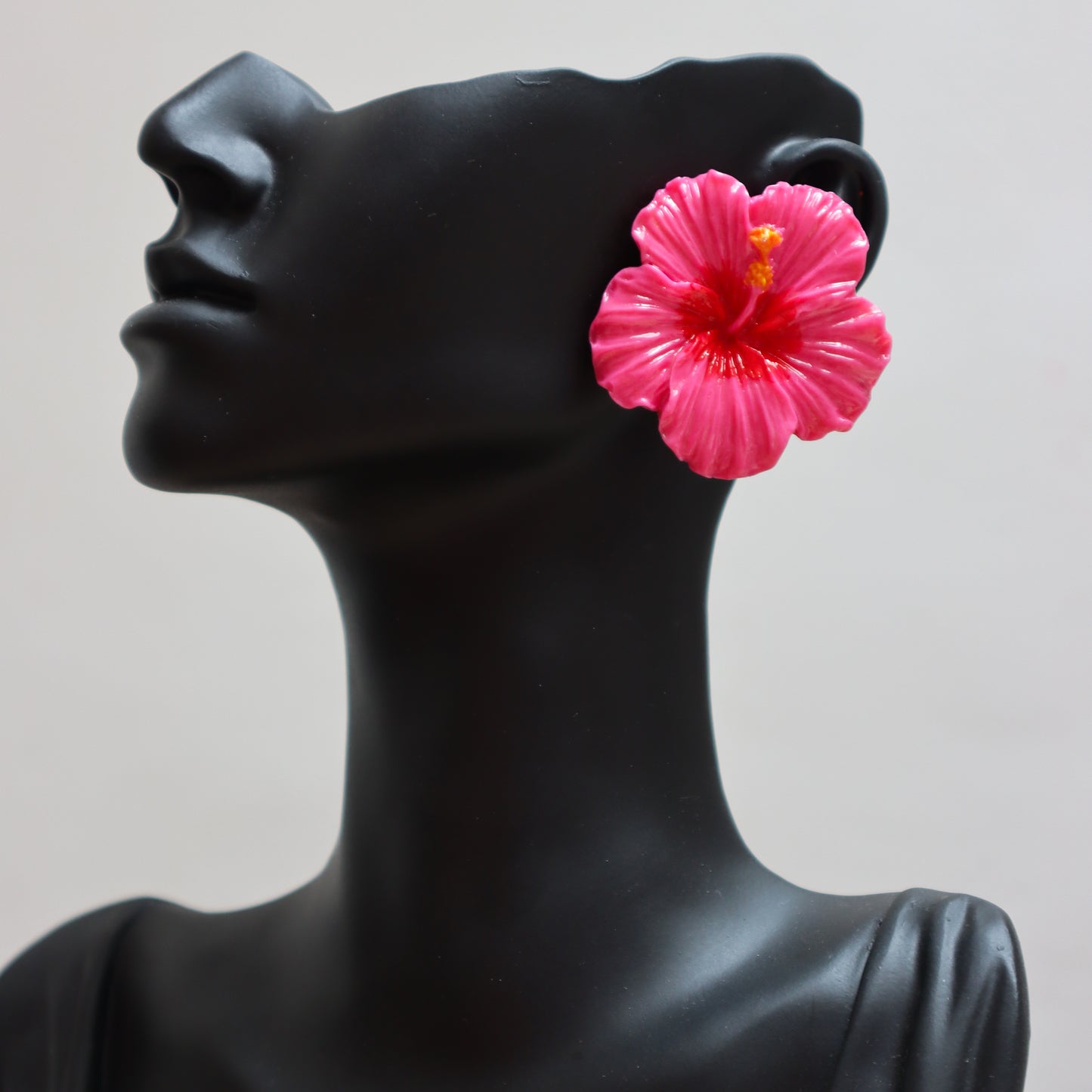 Handmade Pink Hibiscus Heat Statement Studs