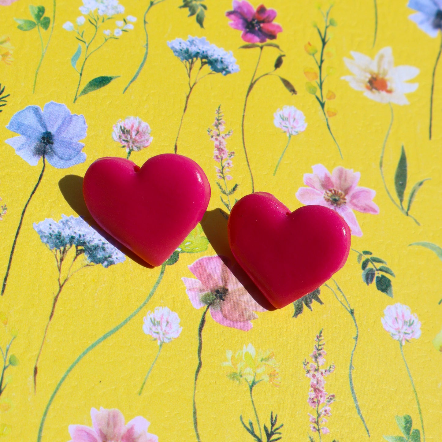 Handmade Pink Wink Heart Studs Statement hypo-allergenic earrings