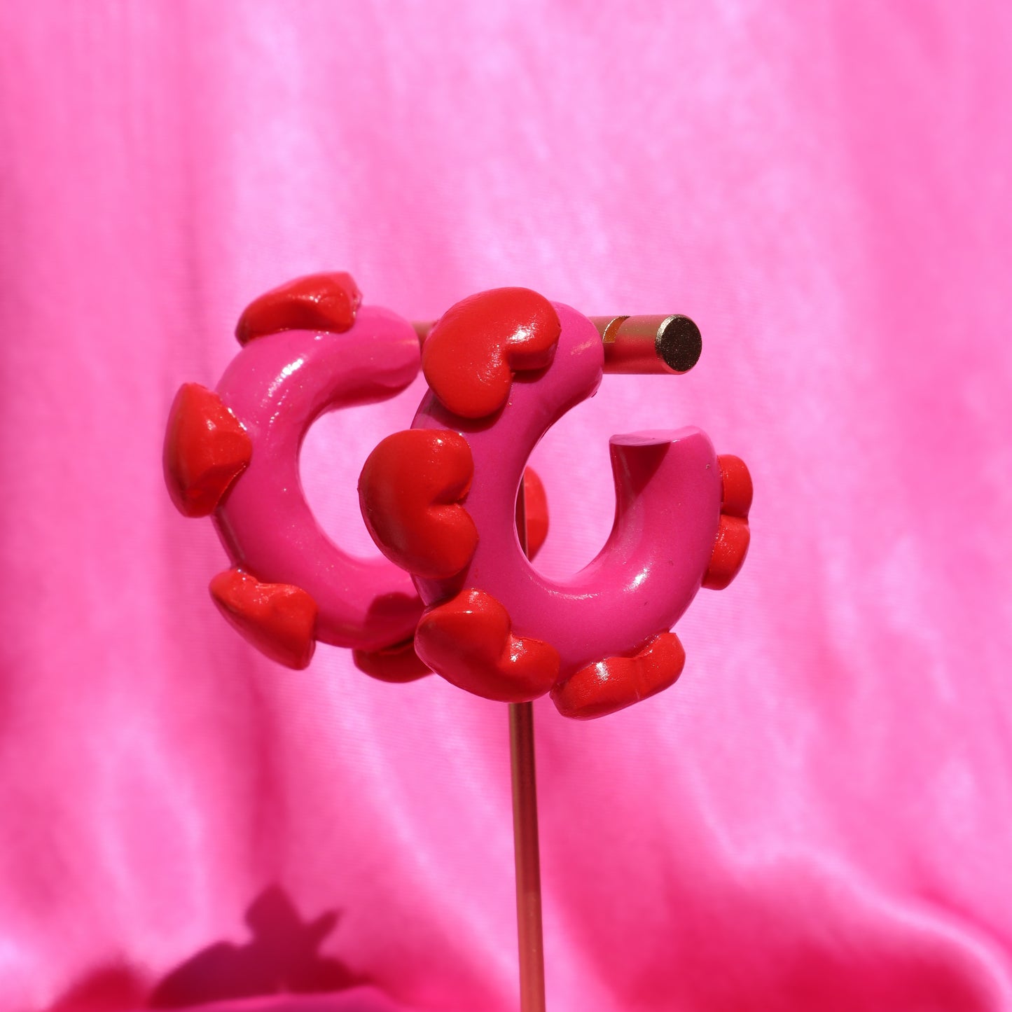 Sweetheart Handmade Clay Hoop Earring