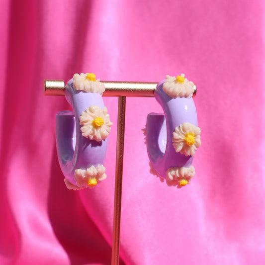 Daisy Dreams Handmade Clay Hoop Earring