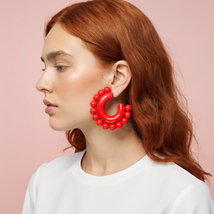Rouge Bloom Hoop Earring