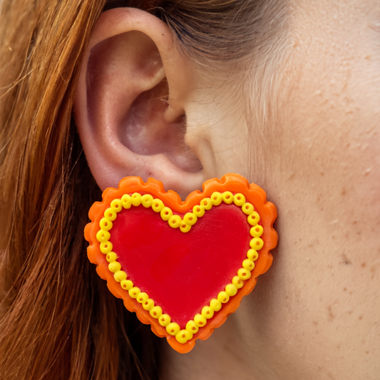 Handmade Loveburst Heart Studs Statement hypo-allergenic earrings