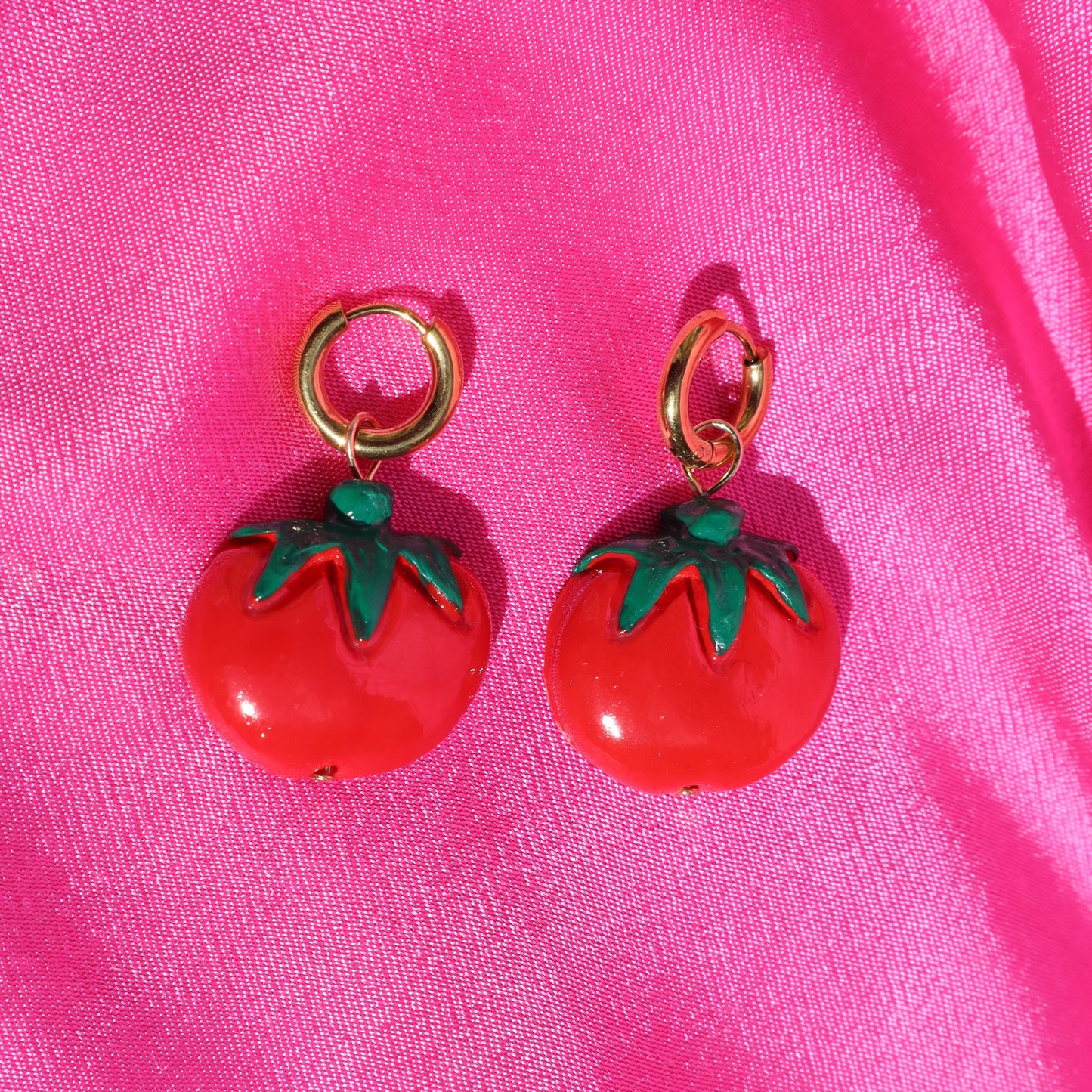 Tomato Cutie 18ct gold plated Hypoallergenic Handmade Earrings