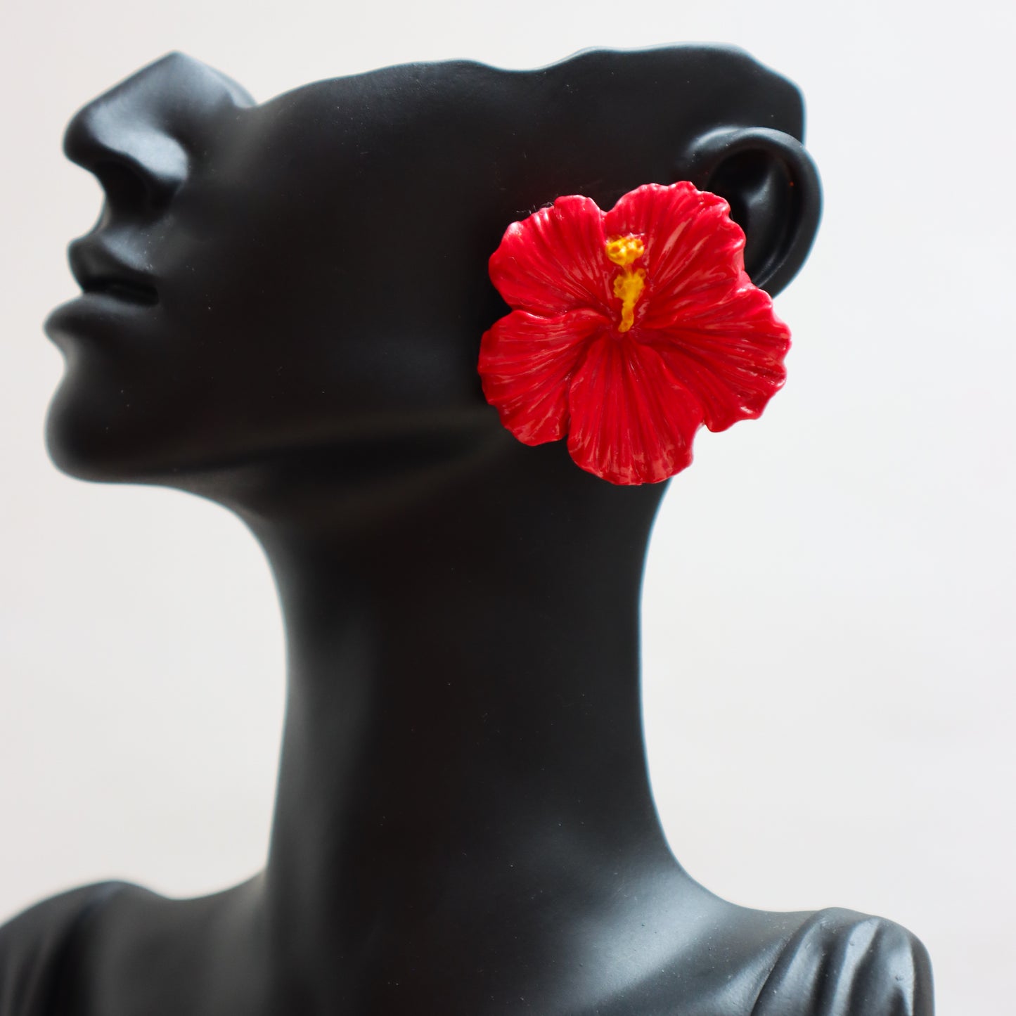 Handmade Red Hibiscus Heat Statement Studs