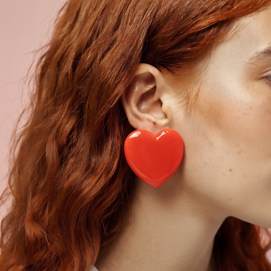 Crimson Crush handmade Red Heart Statement hypo-allergenic earrings