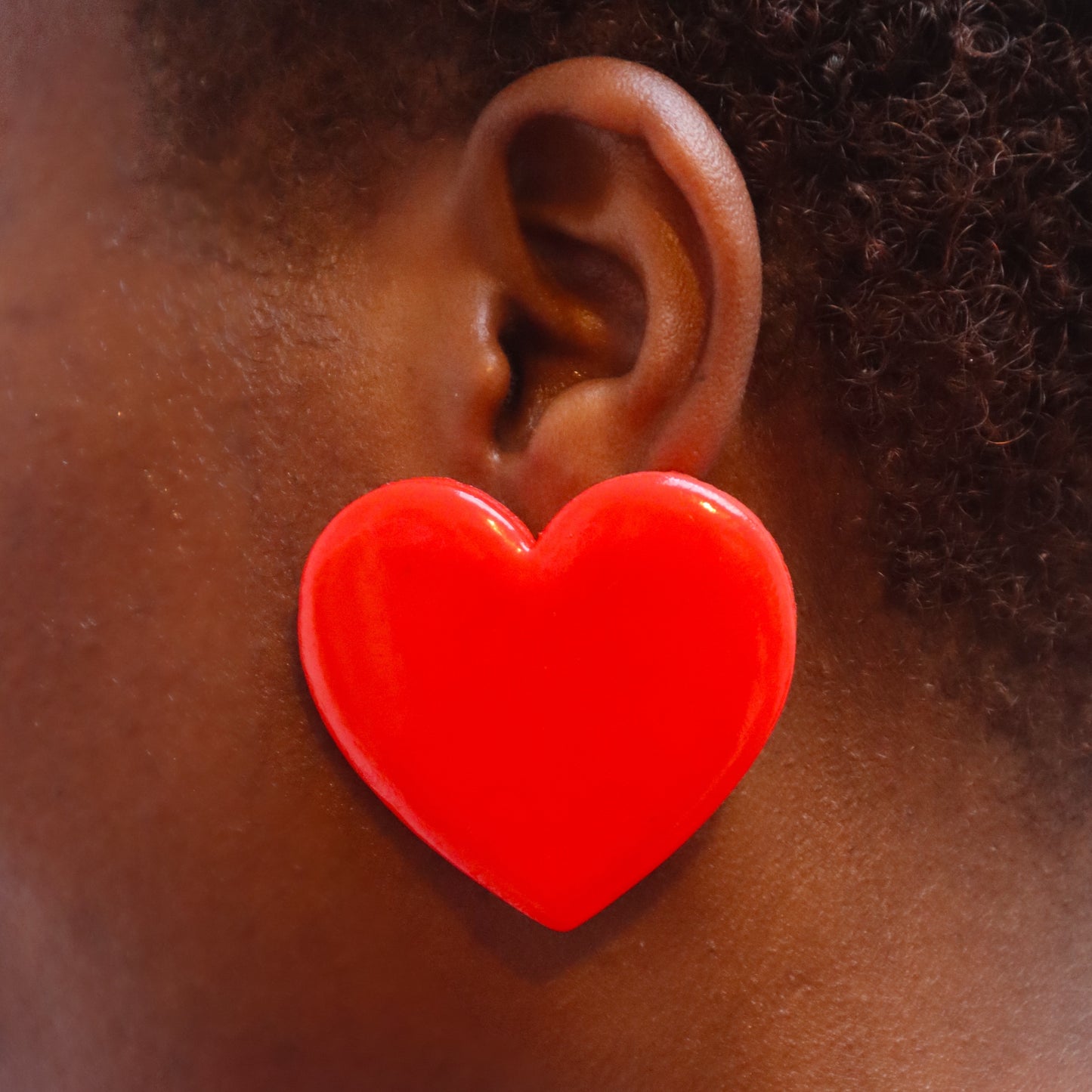 Crimson Crush handmade Red Heart Statement hypo-allergenic earrings