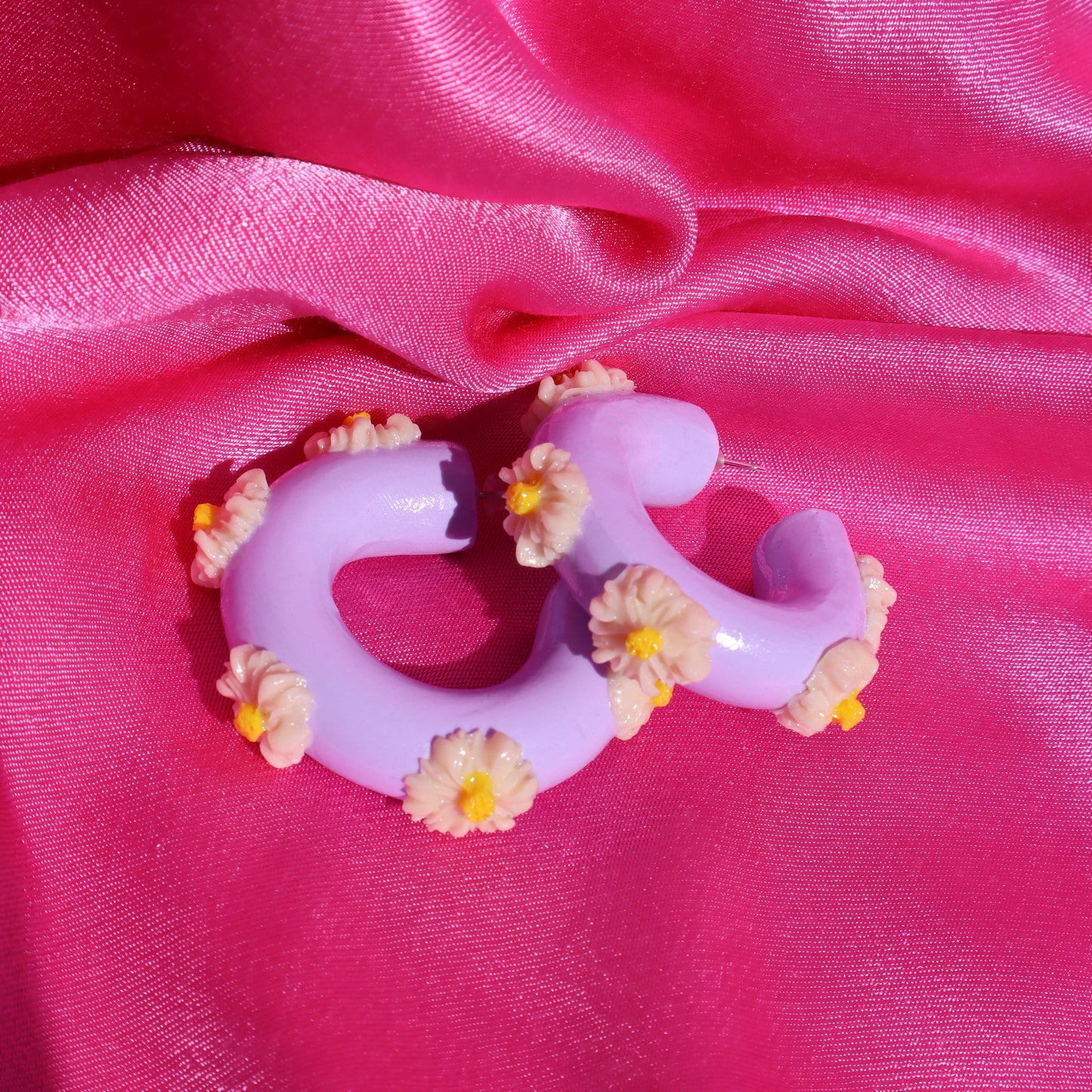 Daisy Dreams Handmade Clay Hoop Earring