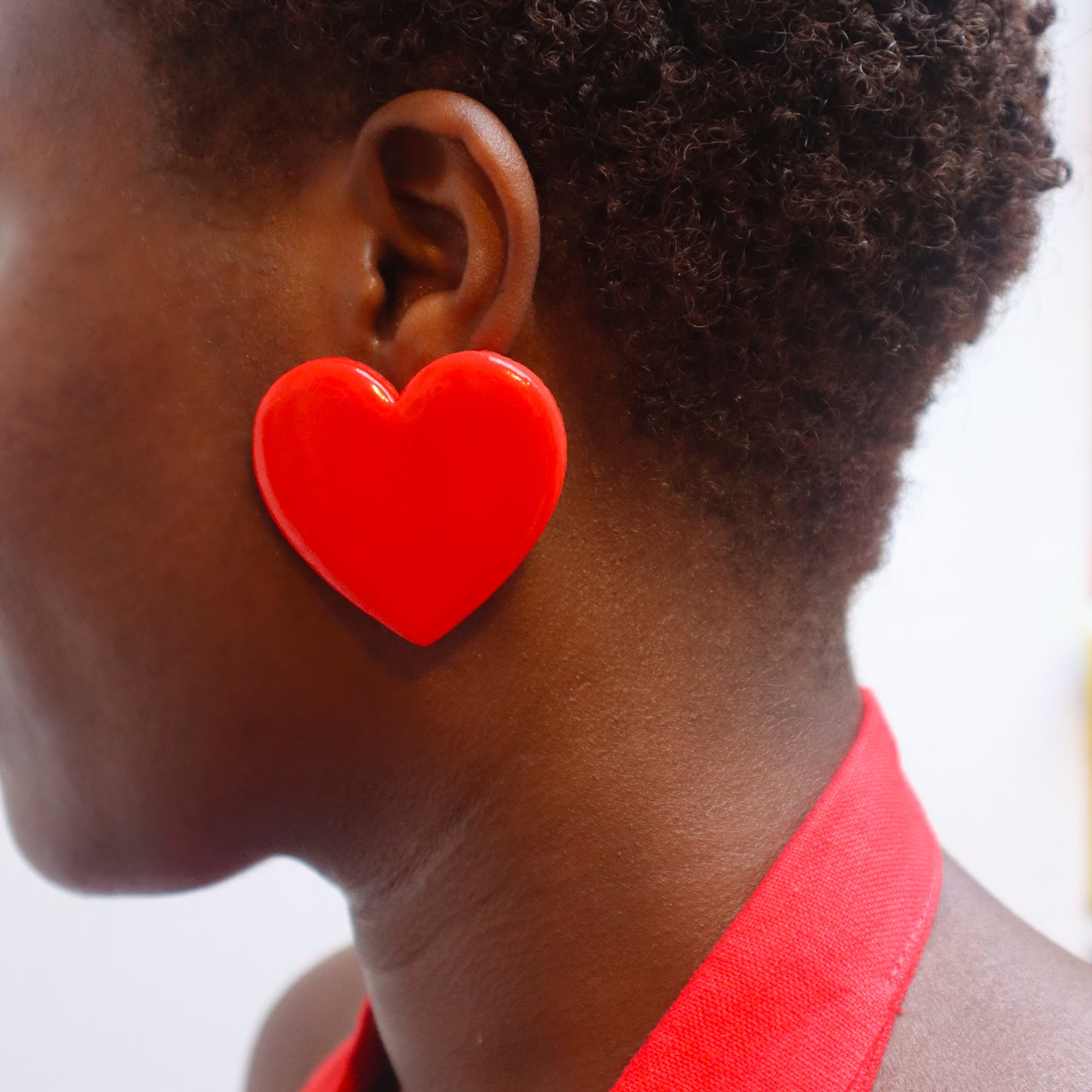 Crimson Crush handmade Red Heart Statement hypo-allergenic earrings