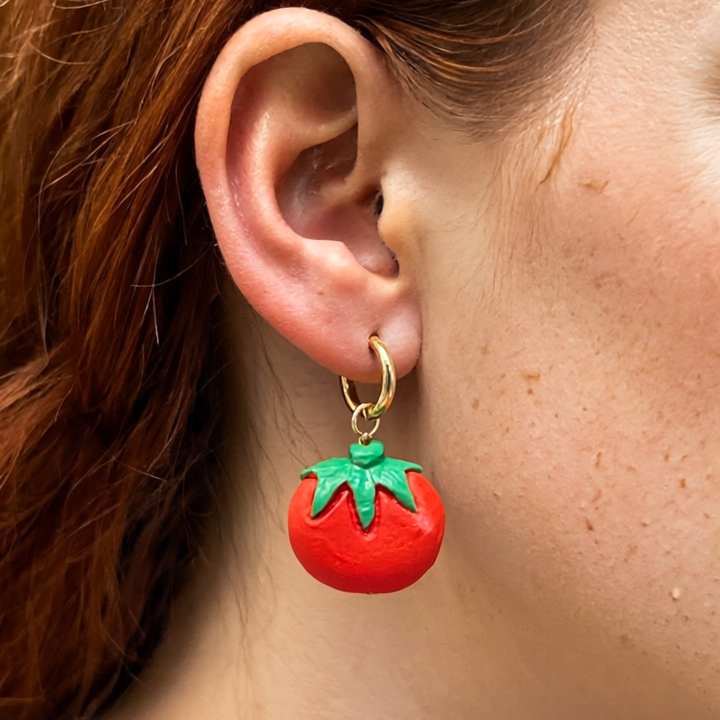 Tomato Cutie 18ct gold plated Hypoallergenic Handmade Earrings