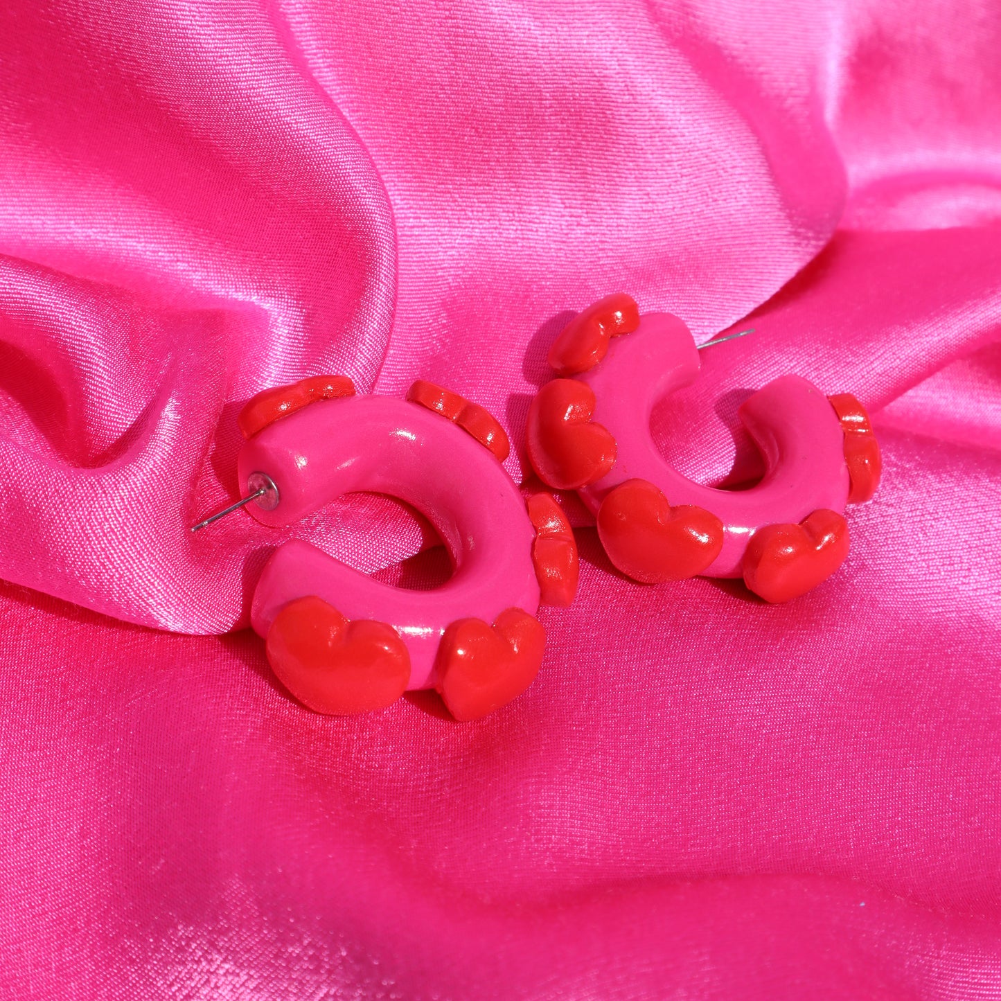 Sweetheart Handmade Clay Hoop Earring