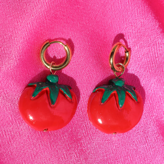 Tomato Cutie 18ct gold plated Hypoallergenic Handmade Earrings