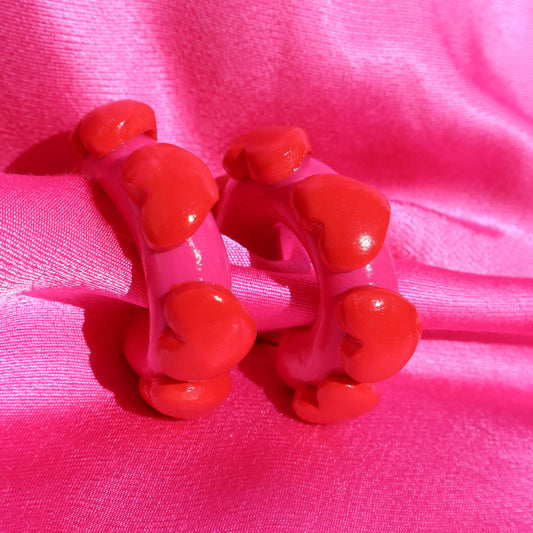 Sweetheart Handmade Clay Hoop Earring